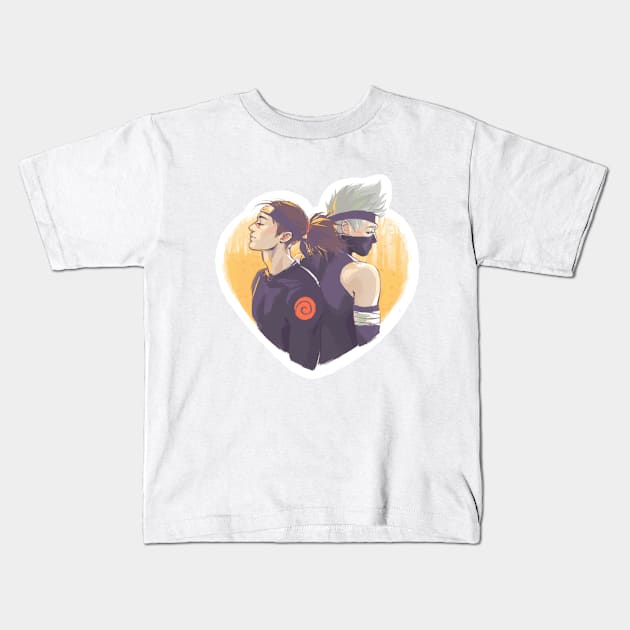 Ninja heart Kids T-Shirt by AlexAdelaida